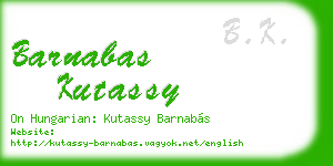 barnabas kutassy business card